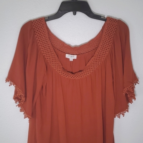 UMGEE Rust Oversized Tunic Top w/Lace Trim, size M - Picture 2 of 7